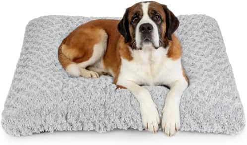 Dog Bed Crate Pad - Rosette Pattern White Velvet Pet Bed Anti-Slip Comfy Kennel Pad for Crates Rosette Grey XL