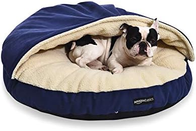 AmazonBasics Pet Cave Bed for Dogs and Cats, with Removable Nesting Cave Cover, Fits up to 30lbs Pets, 35 x 35 x 13 inches, Blue