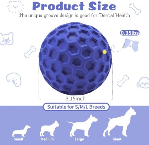 HIPPIH Indestructible Squeaky Dog Toys, Interactive Dog Balls 2 Pack | Chew Toys for Aggressive Chewers, Natural Rubber, Large/Medium Dogs, Tough Puppy Teething Toy, Relieve Anxiety