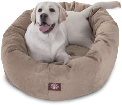 Majestic Pet Micro Velvet Dog Bed, 40 Inch Large, Round, Washable, Pearl