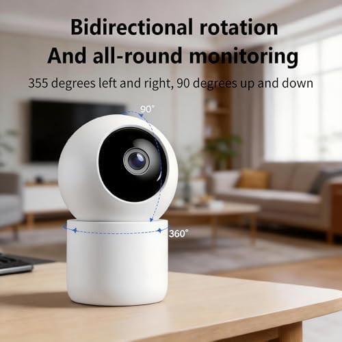 Indoor Pan/Tilt Home Security Mobile Tracking Camera 2K 3MP, 345 Degree Wireless WiFi Webcam/Monitor for Baby/Elder with Night Vision & Phone App (128G SD Card Storage), 2 Way Audio, Human Detection