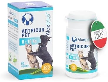 Artricur Pet Joint Supplement for Dogs and Cats 0-1 Kg - 100% Natural Joint Health Supplement with Organic Aloe Arborescens, Spirulina, Boswellia, Devil's Claw, 60 Capsules