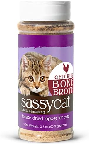 Herbsmith Sassy Cat Kibble Seasoning – Freeze Dried Bone Broth – Cat Food Topper for Picky Eaters – Chicken Bone Broth