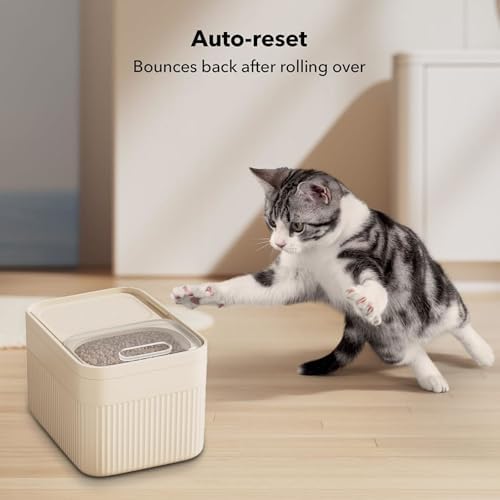 Airtight Pet Food Storage Container, Up to 30 lbs, For Dog Cat and Other Pet Food Storage Bin with Measuring Cup (White, 36x25x25cm)