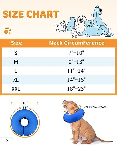 Supet Inflatable Dog Cone Collar Alternative After Surgery, Doggie Neck Donut Collar Recovery ECollar for Post Surgery, Soft Dog Cone for Small Medium Puppies Cats