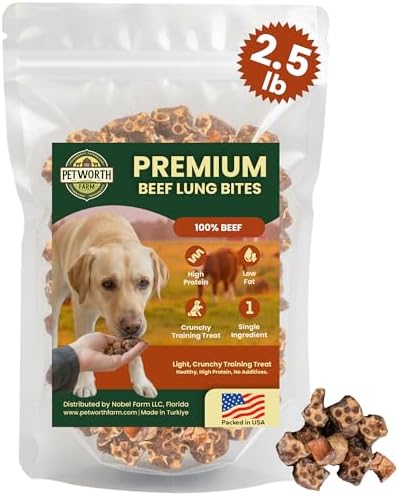 2.5 Lb Beef Lung Training Treats for Dogs – Single Ingredient Crunchy Bites, High Protein Cubes, Low Fat Natural Dog Treats, Perfect Reward Snacks for All Dogs