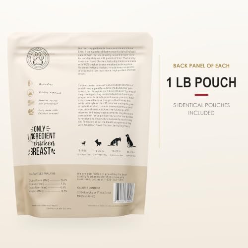 American Paws Bulk Chicken Jerky Dog Treats for Large Dogs, USA (5 LB)