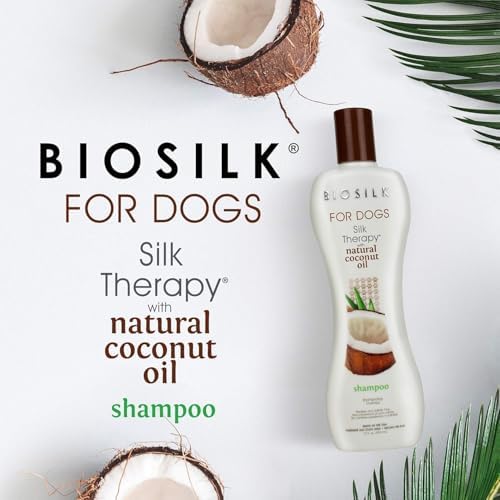 BioSilk for Dogs Silk Therapy Shampoo, with Coconut Oil, 12 Fl Oz, 2-Pack | Sulfate and paraben free, pH balanced, made in the USA, suitable for regular bathing