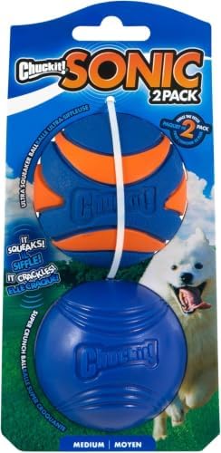 Chuckit! Sonic Dog Ball Medium (2.5 Inch Diameter), for Breeds 20-60 lbs (2 Count) (Pack of 12)