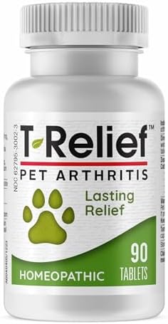 MediNatura T-Relief Pet Arthritis Relief Arnica +12 Powerful Natural Homeopathic Medicines Help Ease Hip & Joint Pain Soreness & Stiffness for Dog & Cat - 90 Tablets