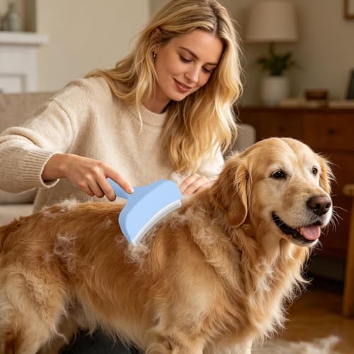 Small V-Shape Comb For Shedding Dogs And Cats, Small, Blue