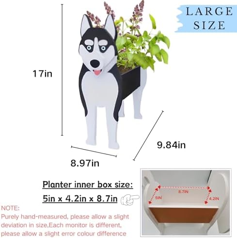 Siberian Husky Dog Planter Pots, Animal Shaped Flower Pot