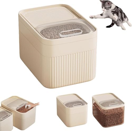 Airtight Pet Food Storage Container, Up to 30 lbs, For Dog Cat and Other Pet Food Storage Bin with Measuring Cup (White, 31x21x22.3cm)