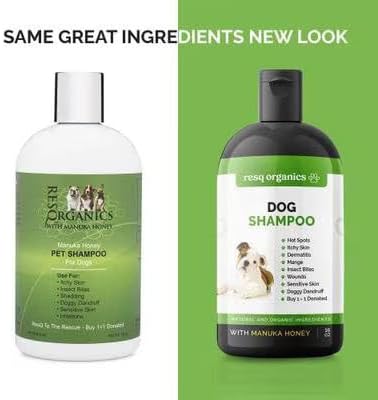 Hypoallergenic Dog Shampoo, Cleans and Soothes Dry Flakey Skin 16oz | Reduce Dandruff, Shedding, Calms Itching, Scratching, Organic Aloe & Manuka Honey Softens Fur Moisturizes and Deodorizes