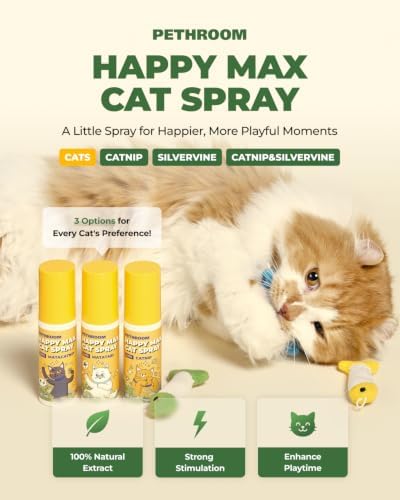 PETHROOM Happy Max Cat Catnip Spray for Cats, 100% Natural Catnip Extract