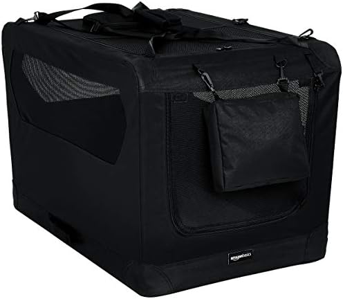 Amazon Basics Foldable Portable Soft Pet Dog Crate Carrier Kennel, 36 x 24 x 24 inches, Black