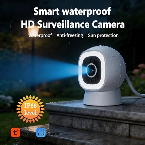 Smart Indoor/Outdoor WiFi Home Security Camera 2K 3MP, Removable Magnetic Head, 360° Adjustable Webcam/Monitor w/ Full-color Night Vision & Phone App Alerts, IP66-rated Waterproof, 2 Way Audio