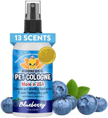 Bodhi Dog Natural Dog Cologne (Blueberry) - Premium Scented Deodorizing Pet Perfume with Conditioner for Dogs & Cats - Keeps Pets Fresh & Clean - Gentle and Safe Formula, Made in USA (4 Fl Oz)