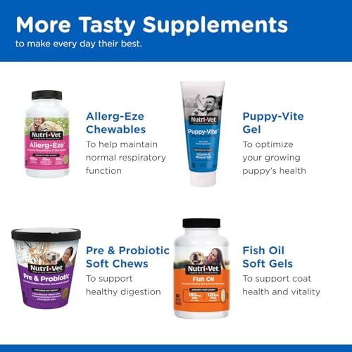 Nutri-Vet Puppy Multivitamin, Daily Dog Vitamin Puppy Health, 60 Chewables | Multivitamin for Dogs, Dog Multivitamins Chewable, Balanced Nutrition, Immune Support, Joint Health, Overall Puppy Health