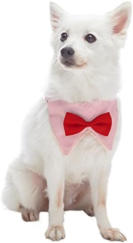 Blueberry Pet Modern Pink Plaid Adjustable Dog Bandana Collar with Bow Tie, Medium, Neck 14.5"-20"