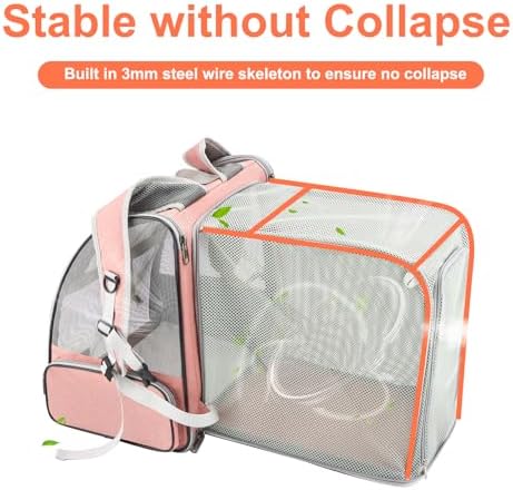 Texsens Bubble Backpack Pet Carrier, Expandable, Pink