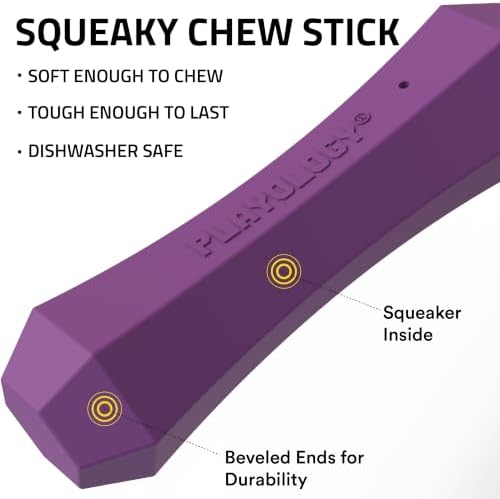 Playology Squeaky Chew Stick - Scented Dog Toy - Jumbo, Bacon Scent | Rubber Construction, All Natural Scent, Durable Design
