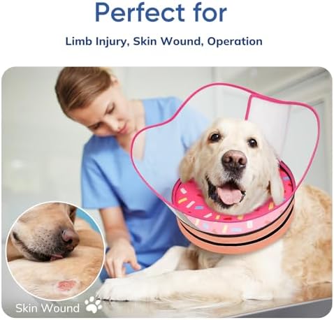 Supet Raised Sponge Dog Cone Collar Alternative After Surgery, Soft Dog Cone for Small Medium Large Dogs to Stop Licking, Pet Neck Donut Collar After Surgery