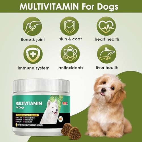 Multivitamin for Dogs, Chicken Flavor, 120 Count | Essential Vitamins & Minerals, Skin & Coat Health, Immune Support, Heart & Liver Care