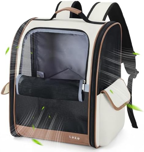Lekereise Cat & Dog Backpack Carrier, Breathable Mesh, Small/Medium/Large Up to 25 lbs