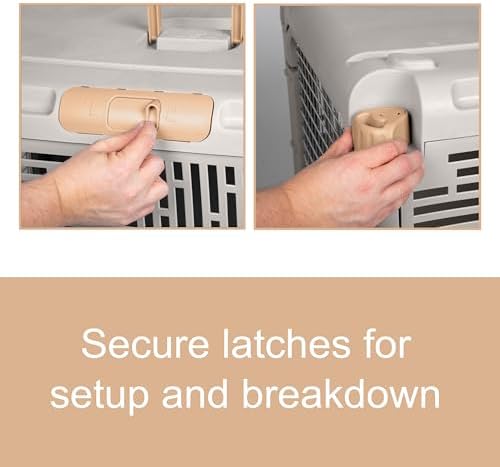 SportPet Designs Collapsible Medium Pet Travel Carrier (Tan), Hard-Sided Kennel for Medium Dogs, Puppies, Cats, Kittens, Animals up to 50lbs, Washable Home & Outdoor Pet Crate, 30.6"L x 22"W x 23.25"H