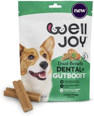 WellJoy Dental Dog Treat + Teeth Cleaning, Parsley, GutBoost, 24ct