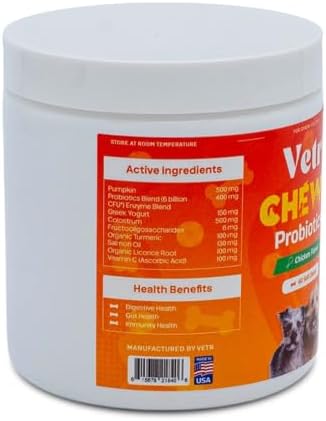 Vetr Probiotic Chews for Dogs - Chicken Flavored - Probiotics for Digestive Health - 120 Soft Chews - Vet-Formulated in USA