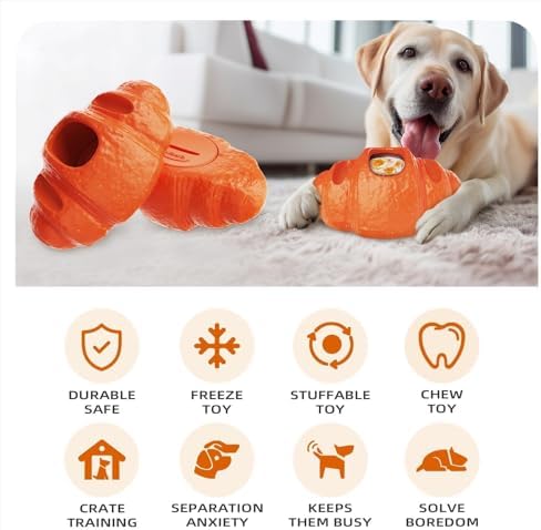2 pcs Aggressive Chew Toys for Large Dogs, Anxiety Relief for Dogs Toy, Dog Frozen Treat Toy, Indestructible Chew Toys for National Pet Day Gifts Peanut Butter Reduces Anxiety
