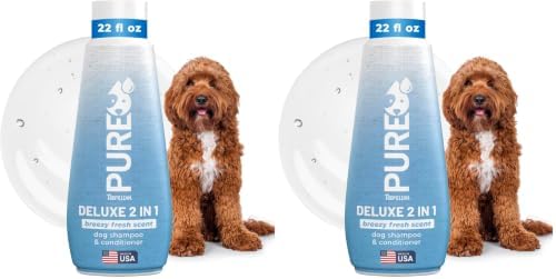 TropiClean Pure 2-in-1 Dog Shampoo and Conditioner, Reduces Tangles & Softens Coat, Fruity Fresh Scent, Made in the USA, Safe for Puppies, 20oz. (Pack of 2)