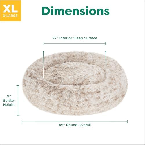 Furhaven Calming Donut Dog Bed, 45", Jumbo/XL, Driftwood Brown