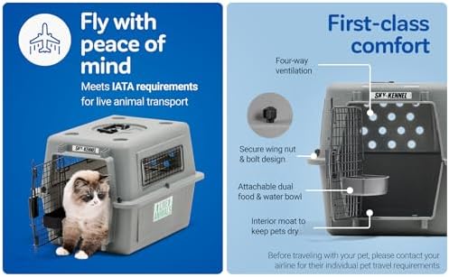 Petmate Sky Kennel for Air Travel, 40in Dog Crate for Pets 70 to 90lbs