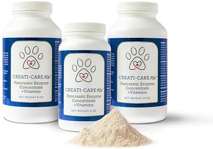 Pancreatic Enzyme for Dogs - Creati-Care 10x Dog Digestive Enzymes Powder with Vitamins Restore Normal Weight, Supports Pancreatin Issues Relieves Digestive Stress - 8 oz