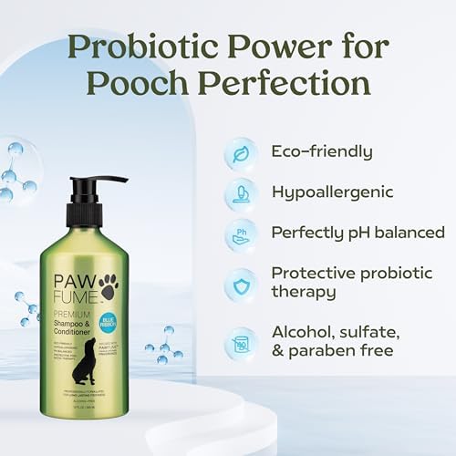 PAWFUME Dog Shampoo and Conditioner, Blue Ribbon, 4-Pack | Probiotic pH-balanced formula nourishes, detangles and deep cleans for silky coat, Puppy Shampoo and Conditioner