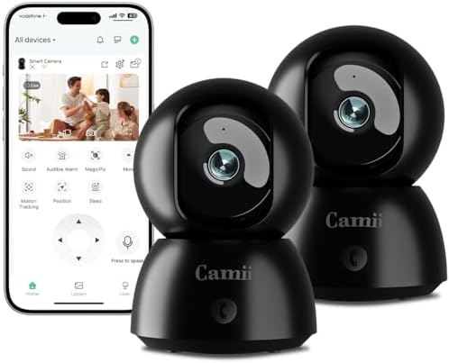 2K Security Camera Indoor, 2.4G & 5G WiFi Pet Camera for Home Security, Pet/Dog/Elder/Baby Camera with Phone App, Night Vision, Cloud/SD Card Storage, 2-Way Audio, Motion Detection, Black