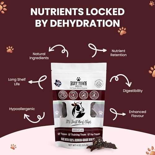 Beef Chips for Dogs | Single Ingredient Beef Jerky Natural Dog Treats, 4oz