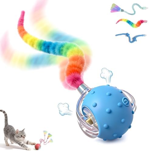 Interactive Cat Toys for Indoor Cats,3-Tails,Automatic Moving Kitten Toys | Cat Toys for Bored Indoor Adult Cats,Smart Rechargeable Cat Enrichment Toys for Cats to Keep Them Busy, Cat Balls