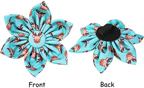 Lionet Paws Christmas Dog Collar with Flower, Dog Flower Collar with Metal Buckle for Dogs, Adjustable Comfortable Dog Collar Girl Gift, M, Neck 13.5-22 in