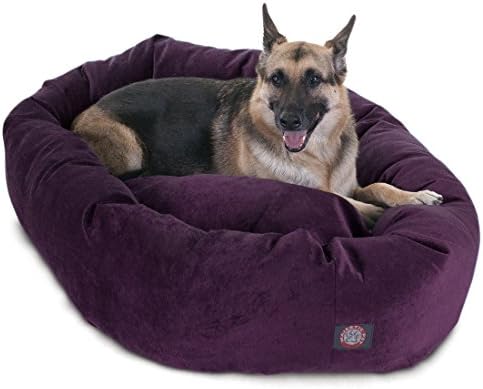 Majestic Pet Villa 52 Inch Shredded Memory Foam Dog Bed for X-Large Sized Dog 52x35x11 Inch–Orthopedic Pet Bed with Removable Washable Cover-Washable X-Large Puppy Mat with Head Support-Aubergine