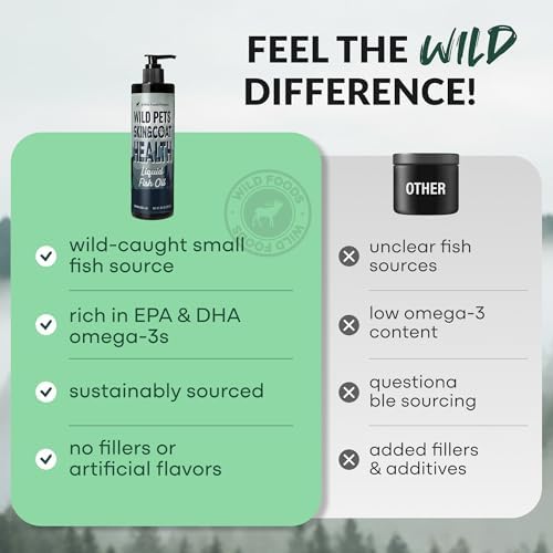 Wild Dog Fish Oil - Premium Multi-Fish Blend for Skin & Coat Health - More Potent Than Salmon Oil for Dogs - 1437mg of Omega 3 for Dogs - EPA & DHA – 8 fl oz Pump