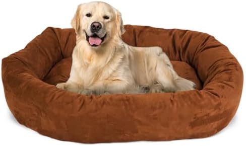 Majestic Pet Suede Calming Dog Bed, 40 Inch Large, Washable, Rust