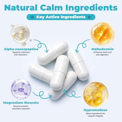 Dog Calming Capsules for Dogs & Cats, Valerian, Chamomile, Small