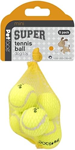 Petface Mini Super Tennis Balls for Dogs, 4.8 cm (Pack of 5) | Multipack of 5, Squeaker Toy, Durable & Safe, Indoor/Outdoor Use, Non-Toxic Materials