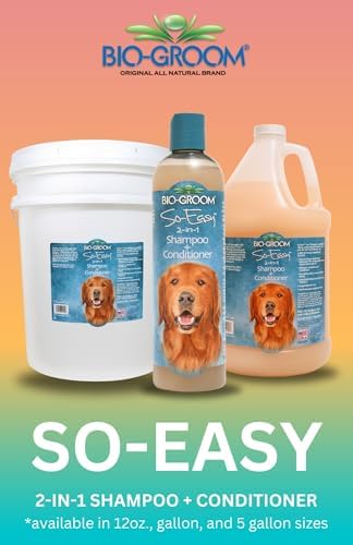 Bio-Groom So Easy 2 in 1 Shampoo, 5 Gallon, Tropical Fruit Scent | Conditioner, Dog & Puppy Shampoo and Conditioner, Detangling Dog Wash, Bulk Size for Grooming, Soap Free, 12:1 Concentrate