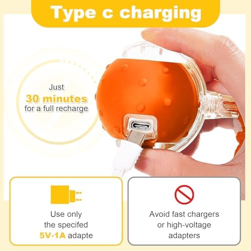 Interactive Cat Toys Ball for Indoor Cats,Automatic Cat Toy with Elastic Mesh Tail,Rechargeable Rolling Kitten Toy,Cat Enrichment Toys for Indoor Cats (RedYellow1, Cat Toy Ball)