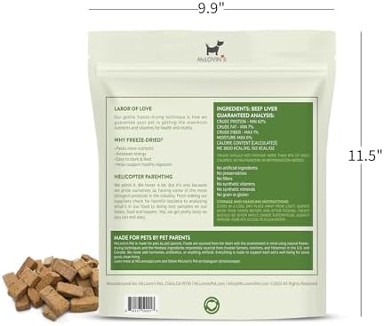 McLovin's Pet Freeze Dried Raw Beef Liver Dog Treats and Toppers, 14 oz. - Single Ingredient, Grain-Free, Gluten-Free, High-Protein Treat – Healthy Dog Training Treats